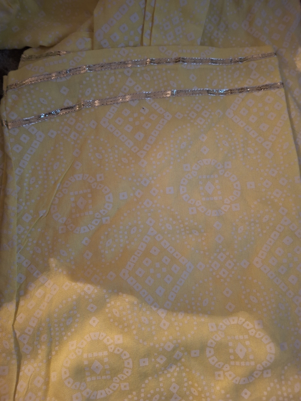 Yellow Patterned Women’s Maxi with Silver Trim
